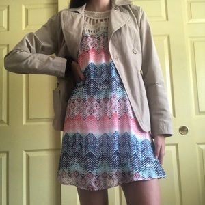 Mod, Boho Crochet Top Shift Mini Dress